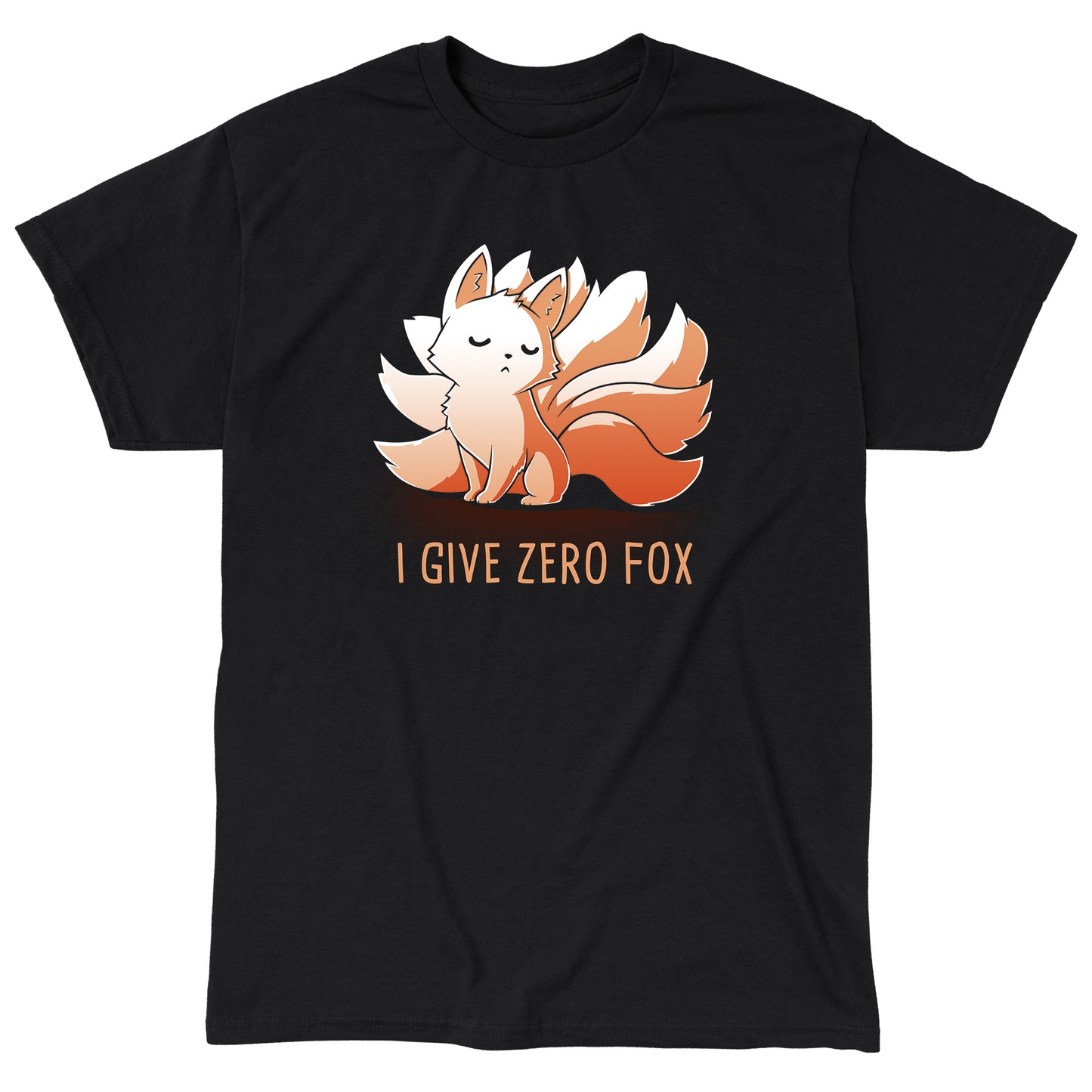 Classic Cotton T-shirt_TeeTurtle black I Give Zero Fox. Featuring a haughty kitsune.