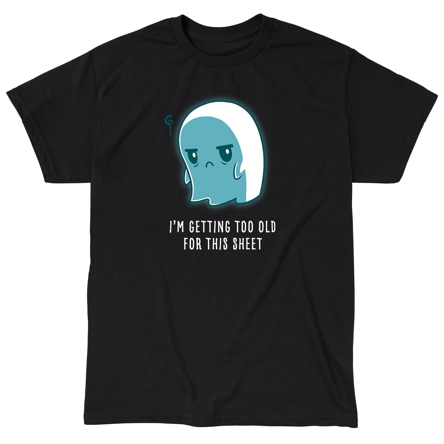 Classic Cotton T-shirt_TeeTurtle I'm Getting Too Old for this Sheet black t-shirt featuring a tired ghost