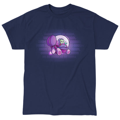 Classic Cotton T-shirt_TeeTurtle navy blue The Doom Song apparel featuring Invader Zim and Gir in a spaceship with Gir singing the Doom Song.