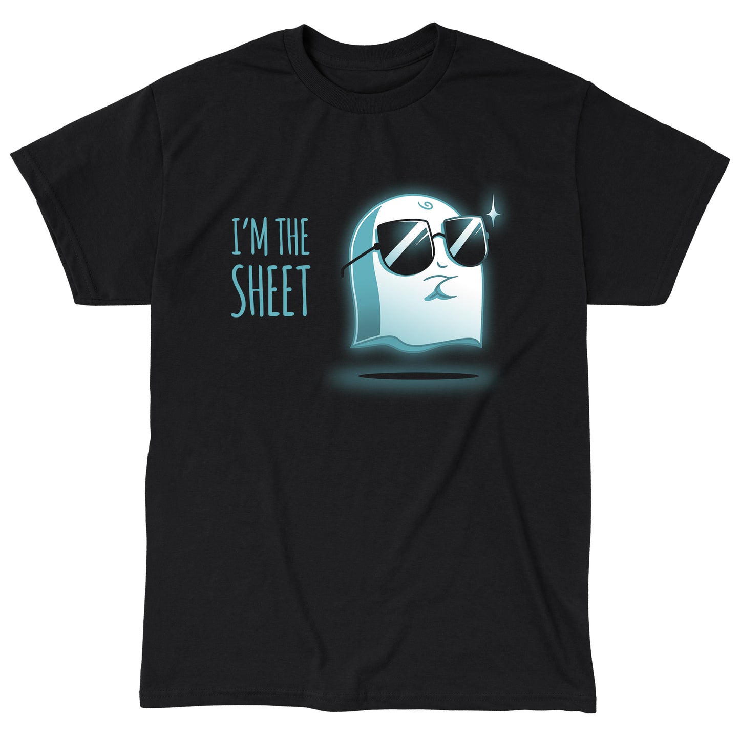 Classic Cotton T-shirt_Teeturtle I'm the Sheet black t-shirt featuring a smug-looking ghost wearing sunglasses, arms crossed over its chest with 'I'm the Sheet' written next to it.