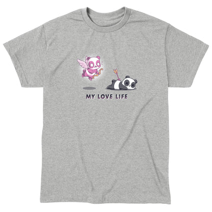 Classic Cotton T-shirt_TeeTurtle My Love Life silver gray t-shirt featuring Valentine's Day pandas.