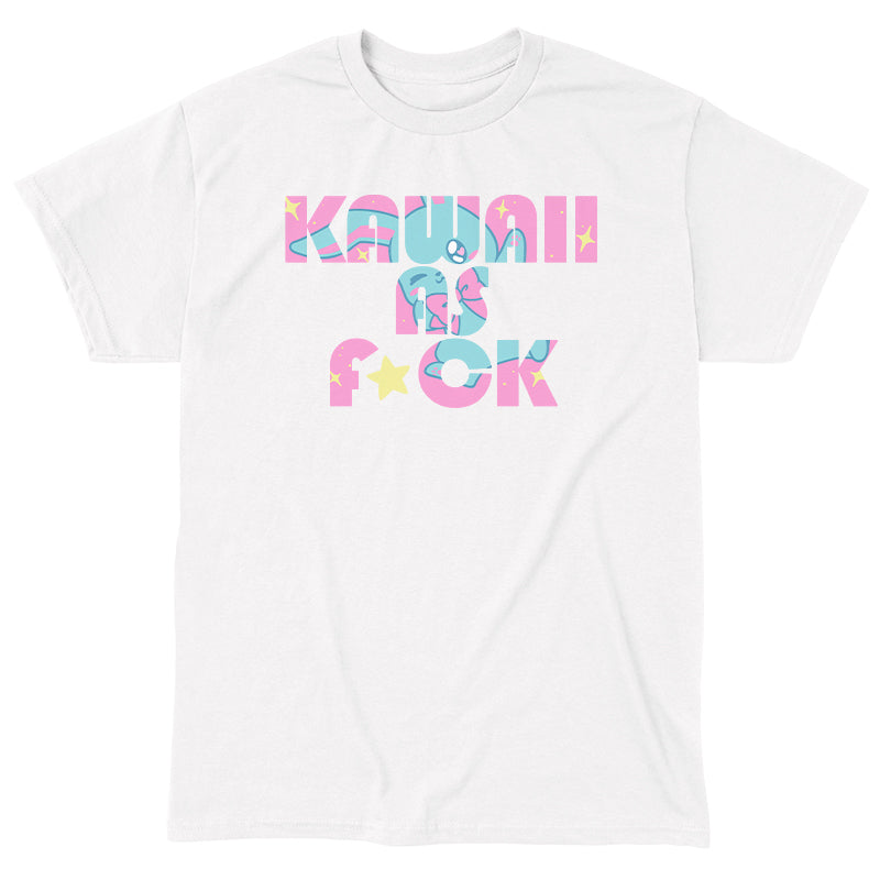 Classic Cotton T-shirt_TeeTurtle Kawaii As F*ck white t-shirt featuring Text in pastel colors reads "Kawaii as F*ck,".