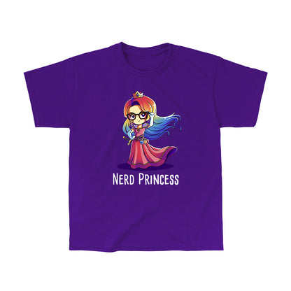 Classic Cotton T-shirt_TeeTurtle purple Nerd Princess. Featuring a fantasy princess with rainbow hair.