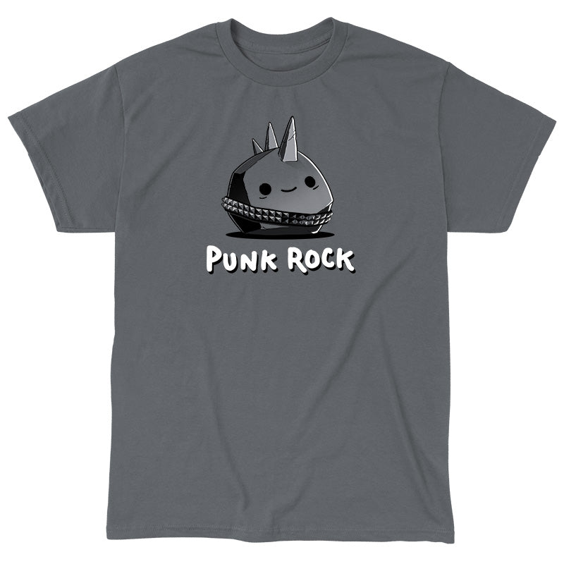 Classic Cotton T-shirt_TeeTurtle Punk Rock charcoal gray t-shirt featuring a rock with spikes and a studded belt.
