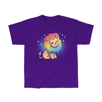 Classic Cotton T-shirt_TeeTurtle purple Rainbow Lion t-shirt featuring a prideful lion with a rainbow mane.