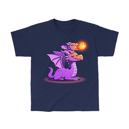 Classic Cotton T-shirt_TeeTurtle Tiny Protector navy blue t-shirt featuring a dragon with closed eyes sits calmly.
