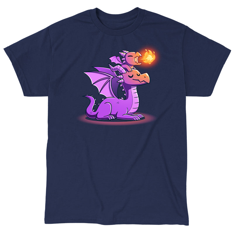 Classic Cotton T-shirt_TeeTurtle Tiny Protector navy blue t-shirt featuring a dragon with closed eyes sits calmly.
