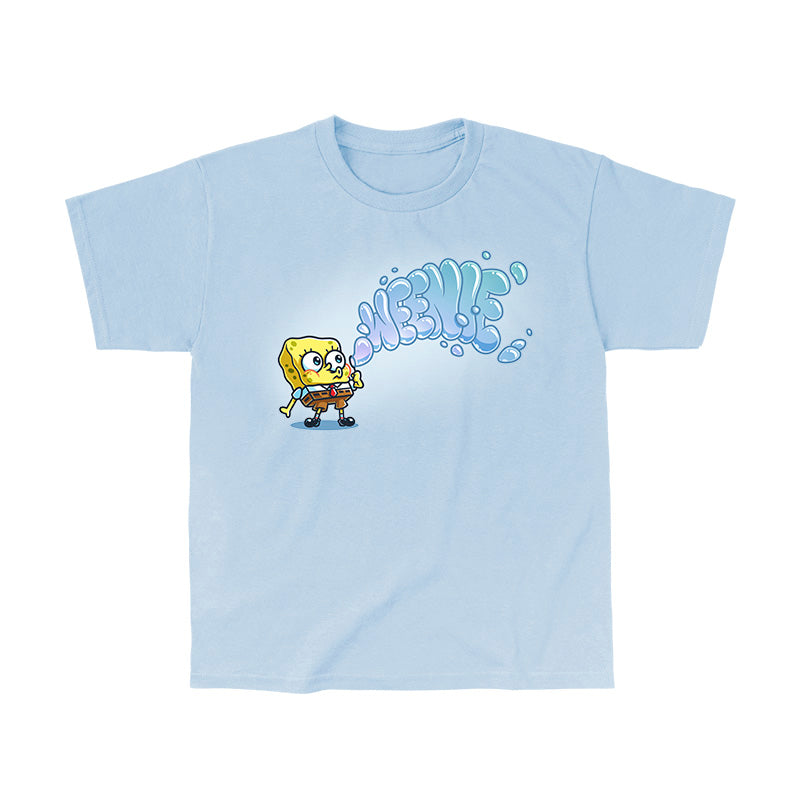 Classic Cotton T-shirt_TeeTurtle light blue Weenie apparel featuring SpongeBob SquarePants blowing bubbles that spell out, “Weenie“.