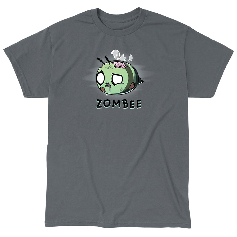 Classic Cotton T-shirt_TeeTurtle Zombee charcoal gray t-shirt featuring a zombie bumble bee