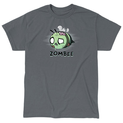 Classic Cotton T-shirt_TeeTurtle Zombee charcoal gray t-shirt featuring a zombie bumble bee