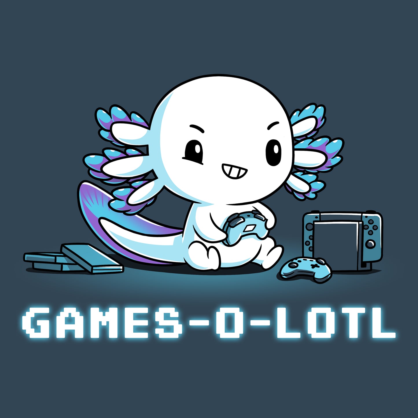 Denim blue Games-o-lotl gamer T-shirt from TeeTurtle.