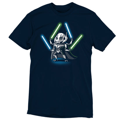 A licensed Star Wars General Grievous t-shirt featuring a lightsaber design.