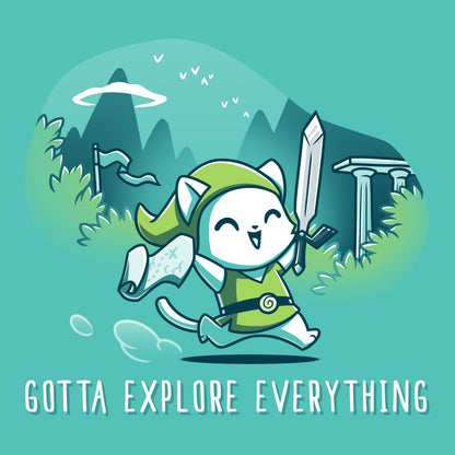 The TeeTurtle Gotta Explore Everything T-Shirt in Caribbean Blue.