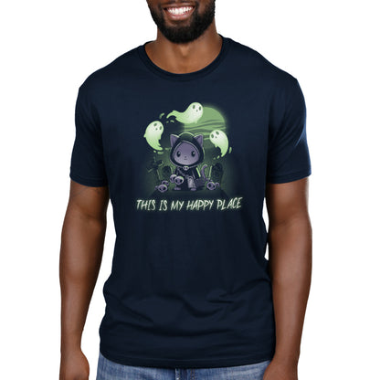 This is my Graveyards are My Happy Place men's ghostly adventure t-shirt from TeeTurtle.