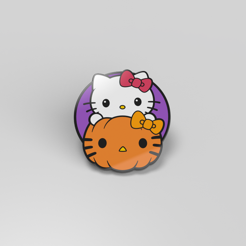 Officially licensed Sanrio Pumpkin Hello Kitty enamel pin.