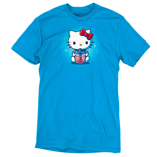 Officially licensed Sanrio Hello Kitty in a blue t-shirt.
