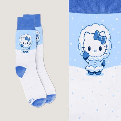 Officially licensed Snowy Hello Kitty socks by Sanrio in blue and white.