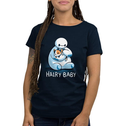 A woman wearing a Disney Baymax t-shirt.