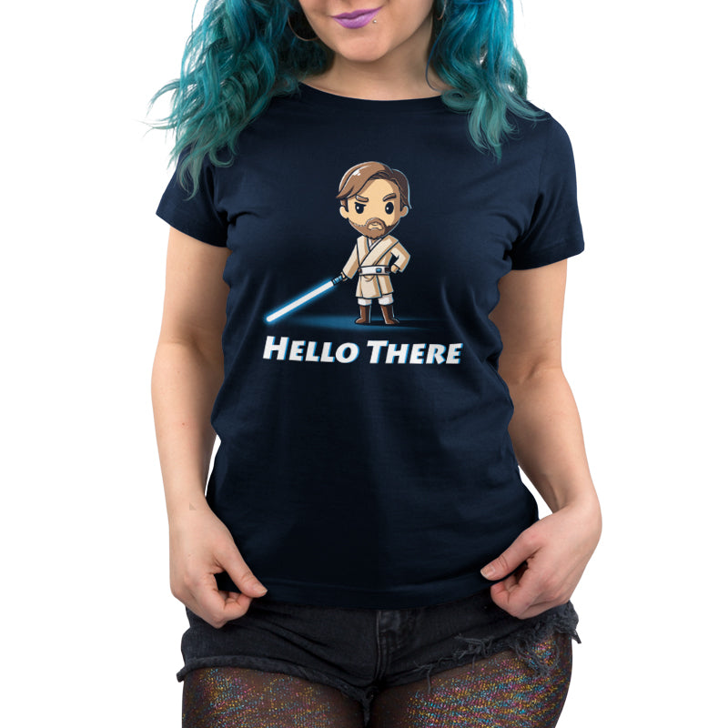 A Star Wars-themed women's t-shirt that says Hello There.