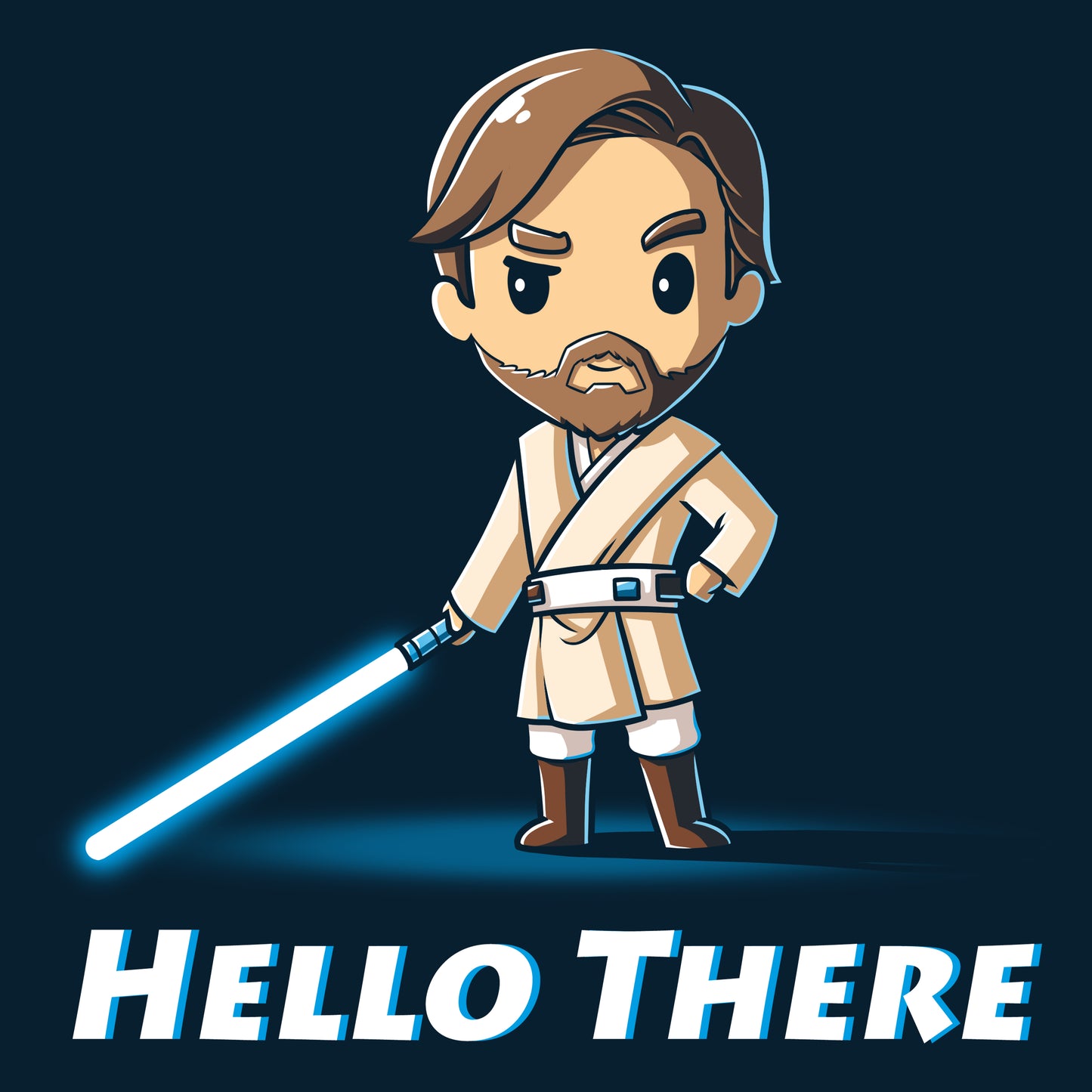 A Star Wars Hello There T-shirt featuring Obi-Wan Kenobi holding a lightsaber and saying hello there.