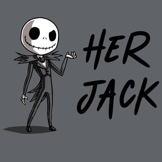 A Nightmare Before Christmas cartoon character wearing a Disney T-shirt featuring Her Jack.