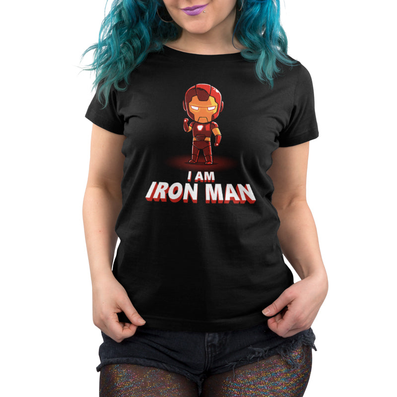 An officially licensed I am Iron Man T-shirt for women by Marvel.