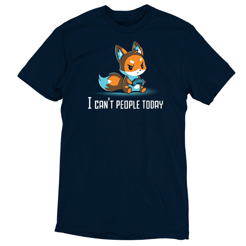 A navy blue TeeTurtle "I Can't People Today" t-shirt saying "i can't people today".