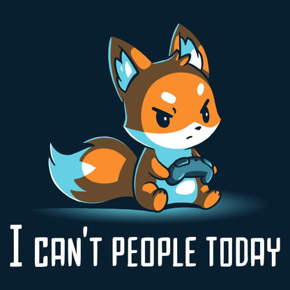 A TeeTurtle "I Can't People Today" cartoon fox wearing a navy blue t-shirt expresses frustration with AI opponents.