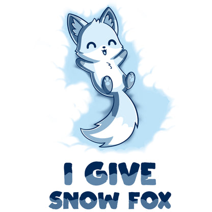 Premium Cotton T-shirt_TeeTurtle I Give Snow Fox white t-shirt featuring a fox lying on its back in the snow.