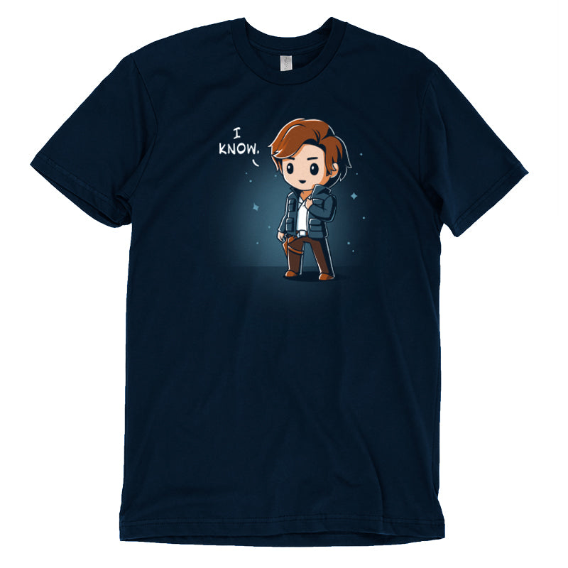 An officially licensed Star Wars "I Know (Episode V)" Han Solo t-shirt.