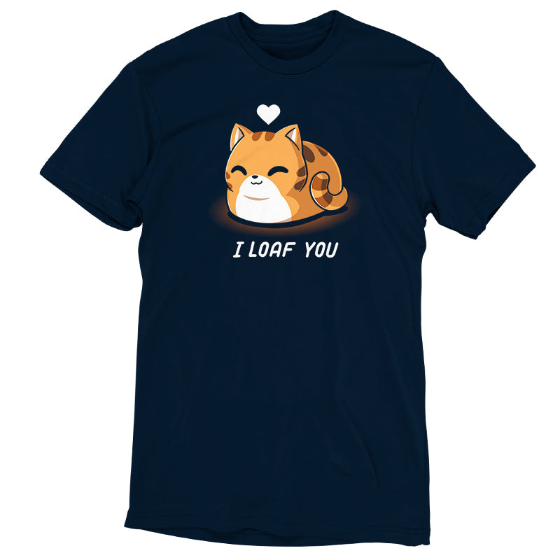 A TeeTurtle t-shirt featuring a cat with the phrase "I Loaf You".