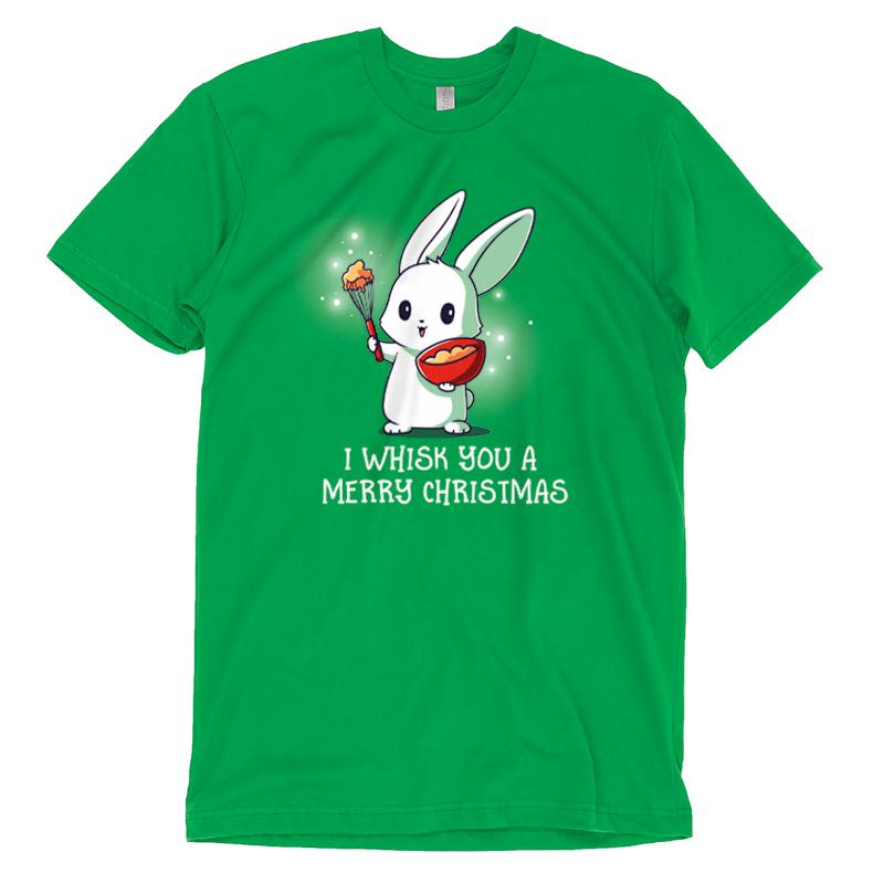 A green I Whisk You A Merry Christmas T-shirt from TeeTurtle.