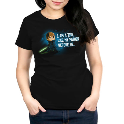 An officially licensed women's t-shirt inspired by Luke Skywalker, the I am a Jedi t-shirt from Star Wars. Perfect for those undergoing Jedi training.