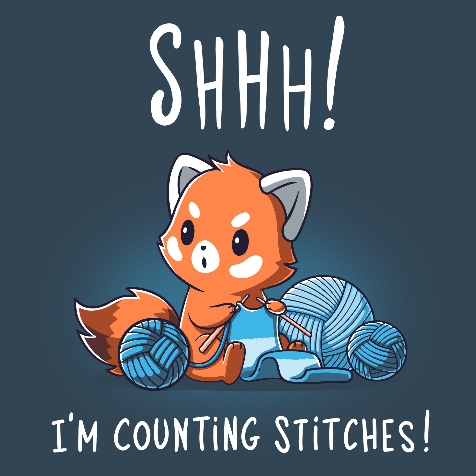 Shhh, I'm counting stitches on a Shhh! I'm Counting Stitches! T-shirt from TeeTurtle.