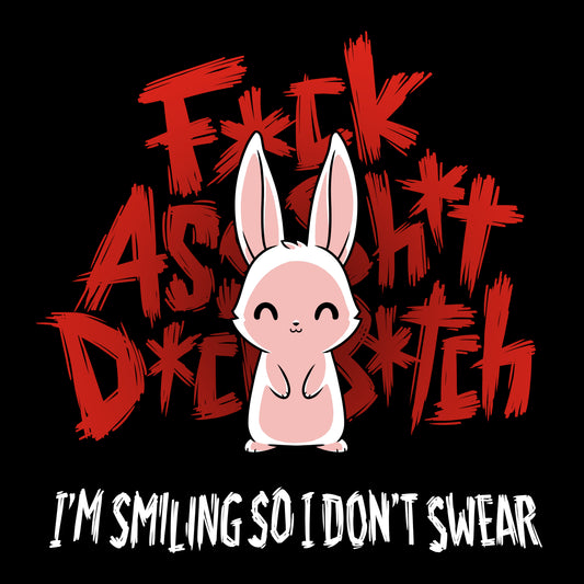 A TeeTurtle T-shirt with the I'm Smiling so I Don't Swear logo featuring a smiling bunny.