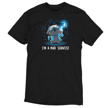 A TeeTurtle Mad Scientist black t-shirt with a witty saying.