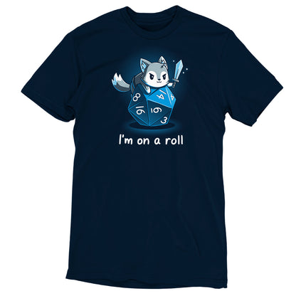A Navy Blue TeeTurtle t-shirt that says "I'm on a Roll