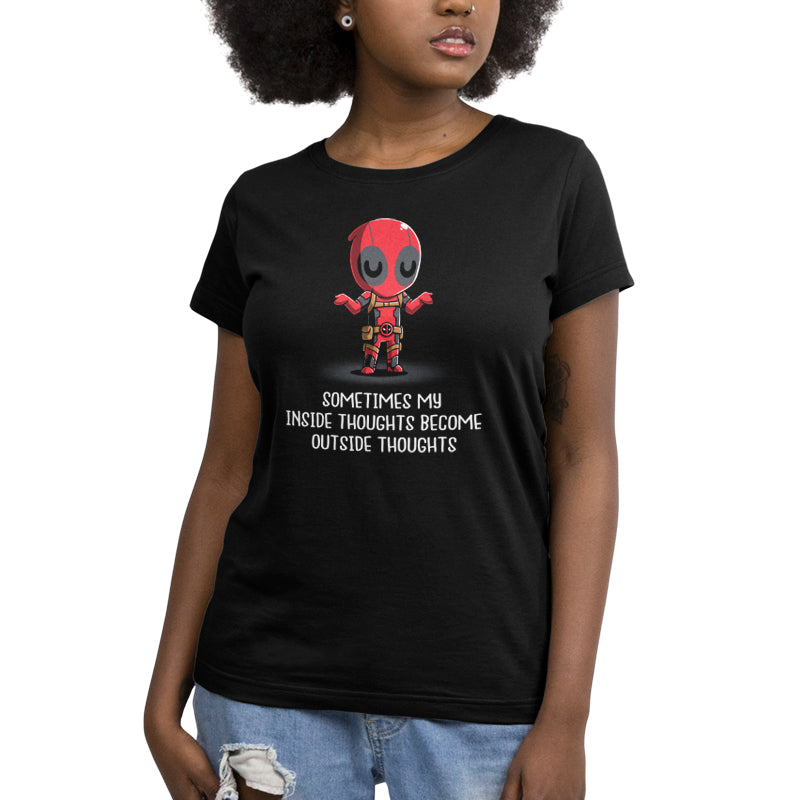 Officially licensed Marvel - Deadpool/X-Men Inside Thoughts t-shirt for women made with super soft cotton.