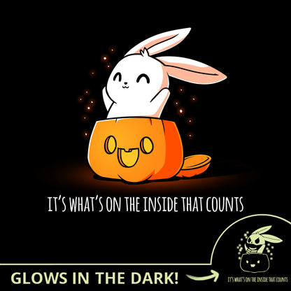 TeeTurtle's "What's on the Inside (Glow)" Glow-in-the-dark T-Shirt with a black color.