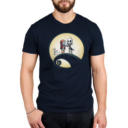 Officially licensed Nightmare Before Christmas Disney men's t-shirt featuring the Jack and Sally Disney men's t-shirt.