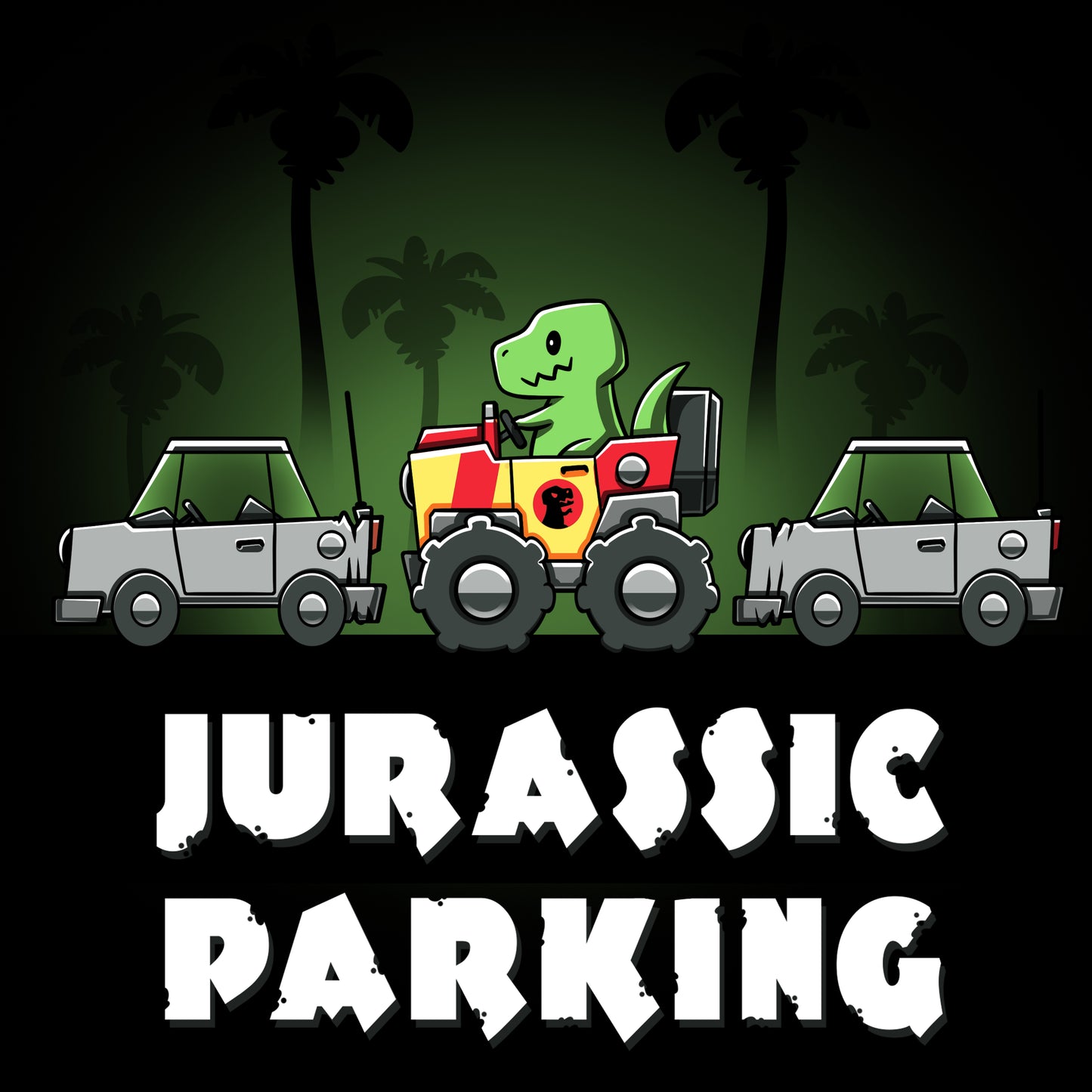 Thumbnail screenshot of a TeeTurtle Jurassic Parking T-shirt featuring dinos.