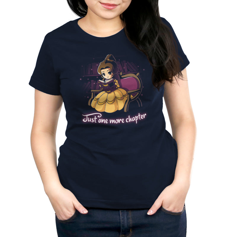 An officially licensed Disney women's t-shirt featuring Belle, the princess from Just One More Chapter (Belle) by Disney.