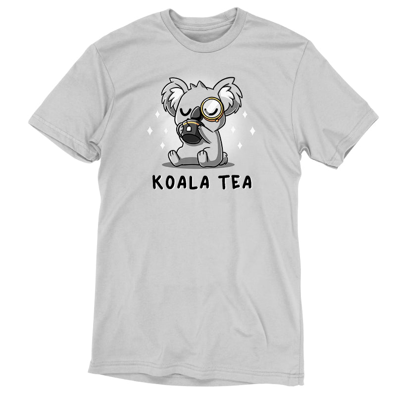 Premium Cotton T-shirt_Teeturtle Koala Tea silver gray t-shirt featuring a dignified Koala wearing a monocle sipping tea from a mug.