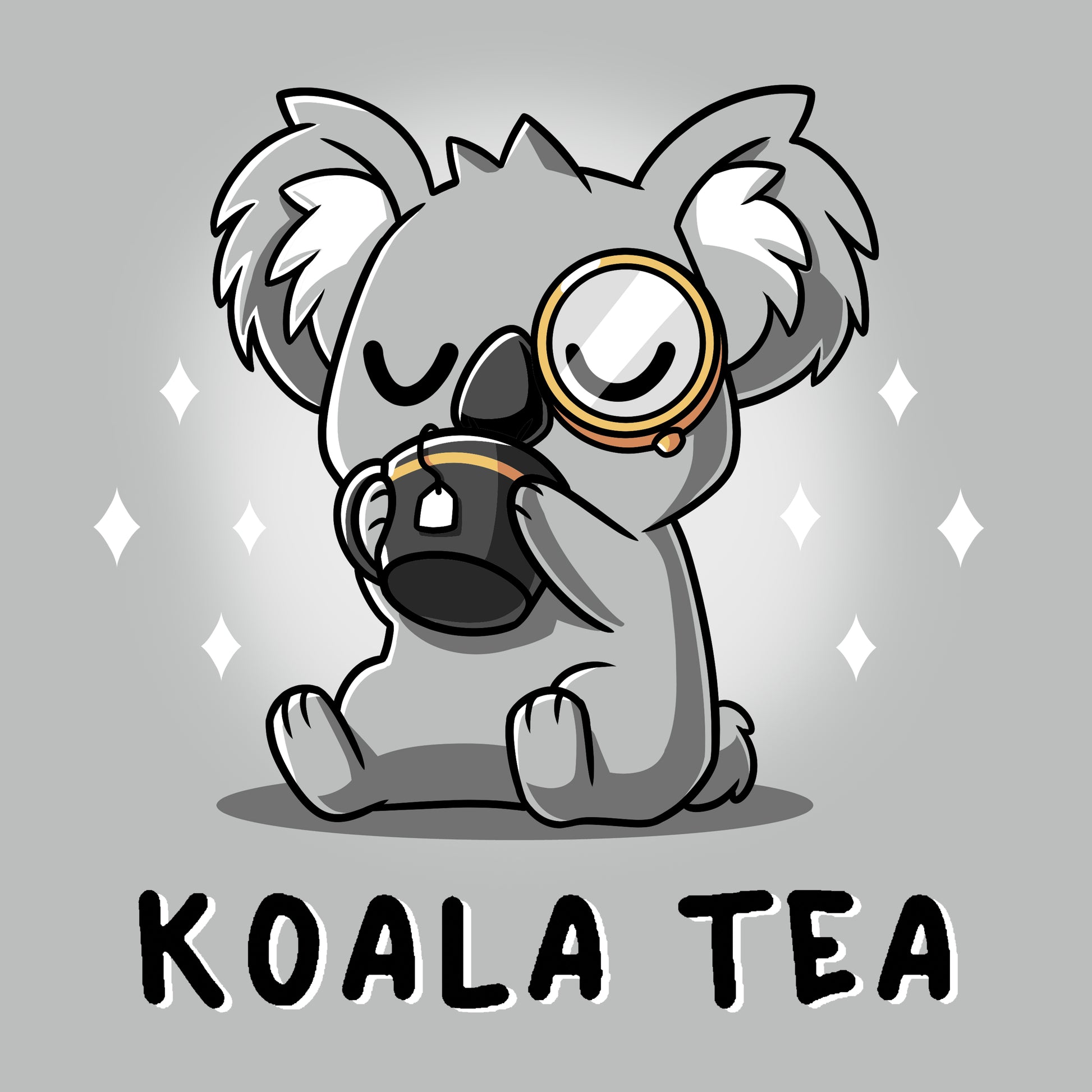 Premium Cotton T-shirt_Teeturtle Koala Tea silver gray t-shirt featuring a dignified Koala wearing a monocle sipping tea from a mug.