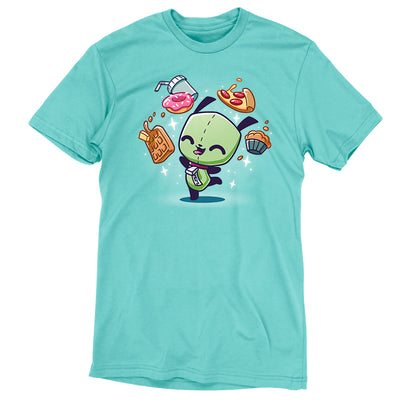 Premium Cotton T-shirt_TeeTurtle Caribbean blue apparel featuring Gir with his favorite food.