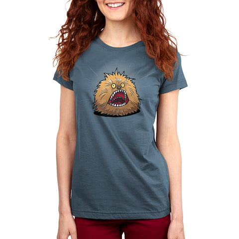 Premium Cotton T-shirt_TeeTurtle denim blue Screaming Fizzgig apparel featuring a screaming Fizzgig.