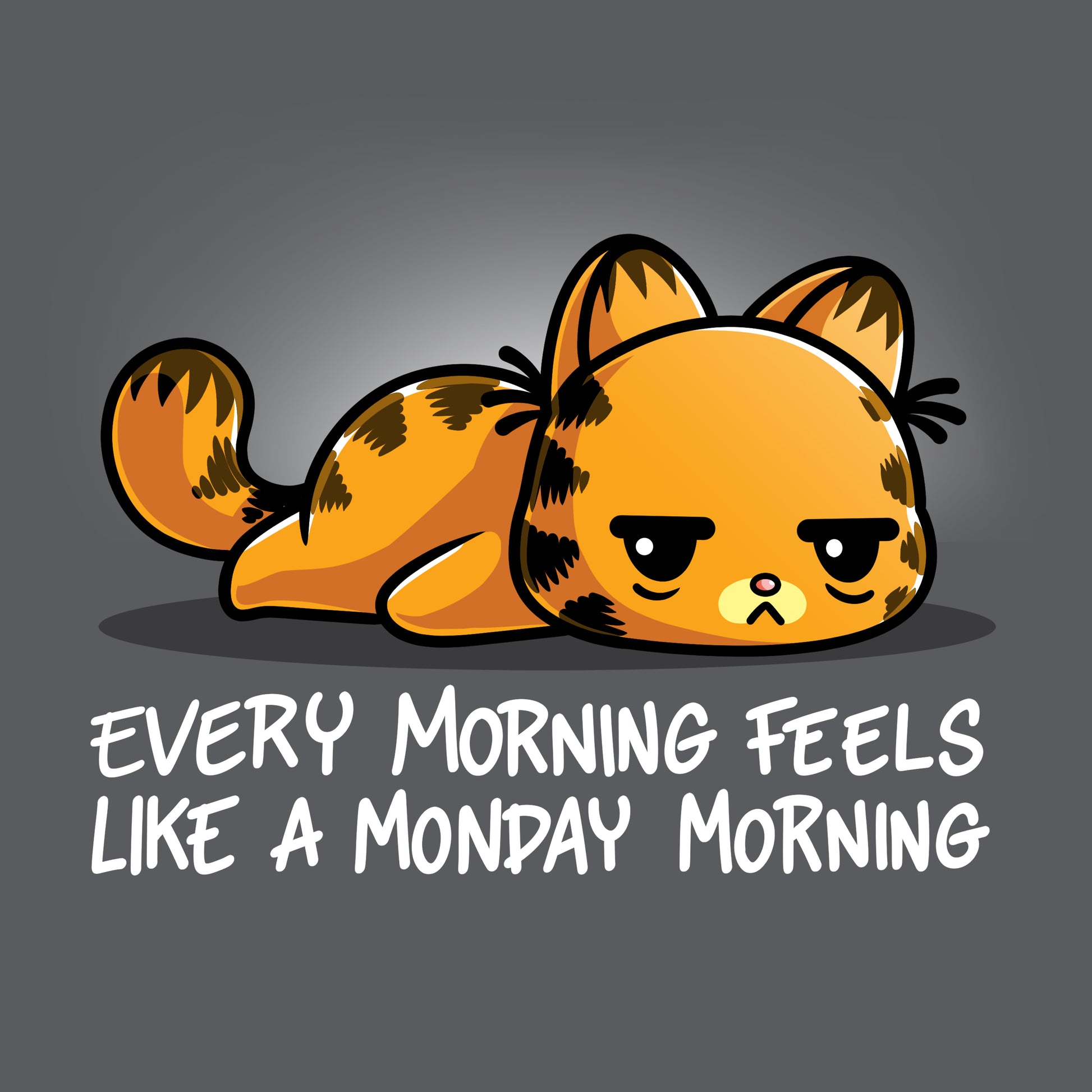 Premium Cotton T-shirt_TeeTurtle charcoal gray Every Morning Feels Like A Monday Morning apparel featuring a tired Garfield lying down.