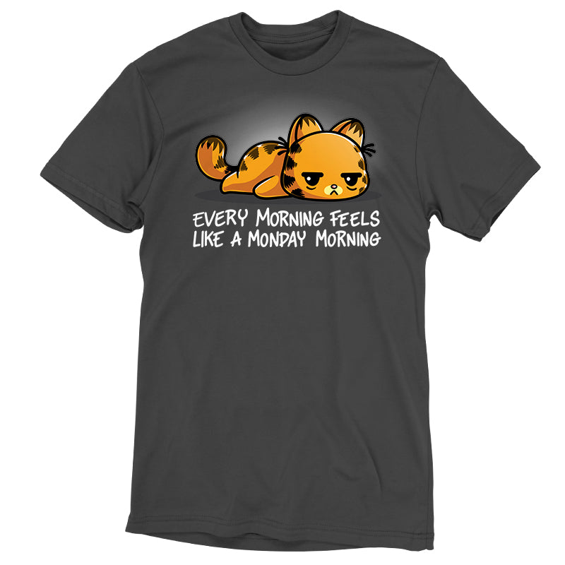 Premium Cotton T-shirt_TeeTurtle charcoal gray Every Morning Feels Like A Monday Morning apparel featuring a tired Garfield lying down.