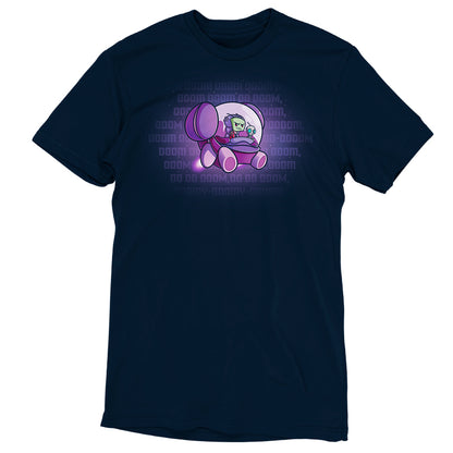 Premium Cotton T-shirt_TeeTurtle navy blue The Doom Song apparel featuring Invader Zim and Gir in a spaceship with Gir singing the Doom Song.