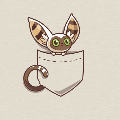 Premium Cotton T-shirt_TeeTurtle natural heather Pocket Momo apparel featuring Momo from Avatar: The Last Airbender peeking out of a pocket on the chest area.